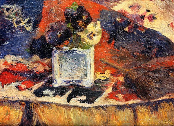 Flowers and Carpet - Paul Gauguin Painting
